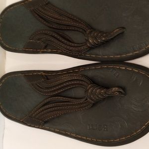 BORN Brown Leather Flip Flops Size 10